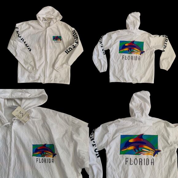 Cottonseed Men's Size S Florida Full Zip Dolphin VTG Windbreaker Jacket New - Picture 1 of 16
